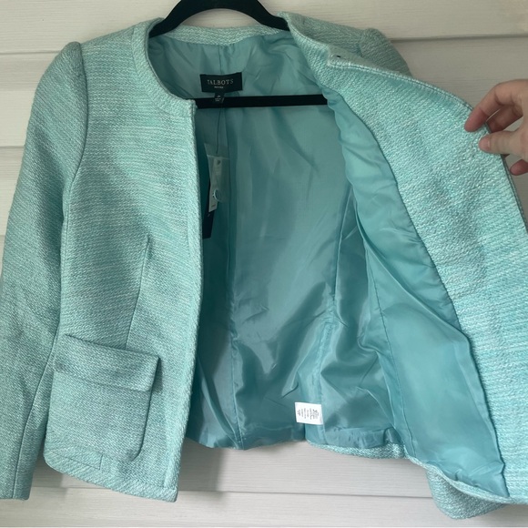 Talbots | Tweed Aqua Structured Button Down Blazer/ Suit Jacket - Picture 6 of 9